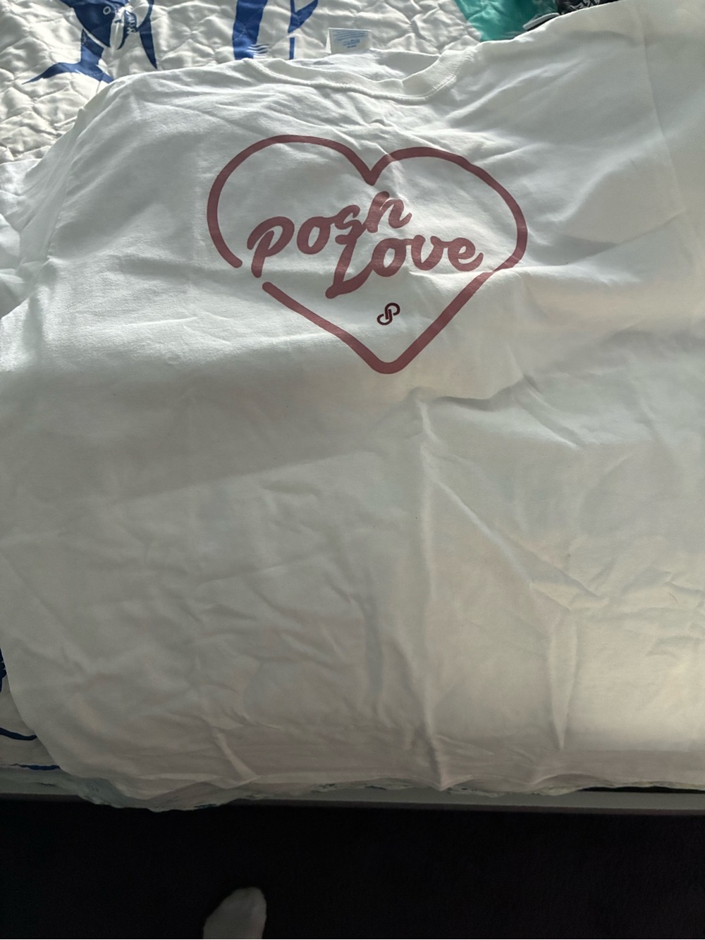 Posh Love Graphic Tee — White with Blush Logo